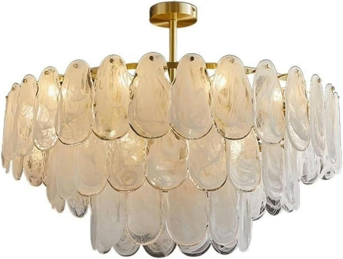 24In Modern Gold Chandelier with Cloud Glass 6-Light