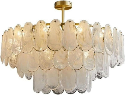 24In Modern Gold Chandelier with Cloud Glass 6-Light