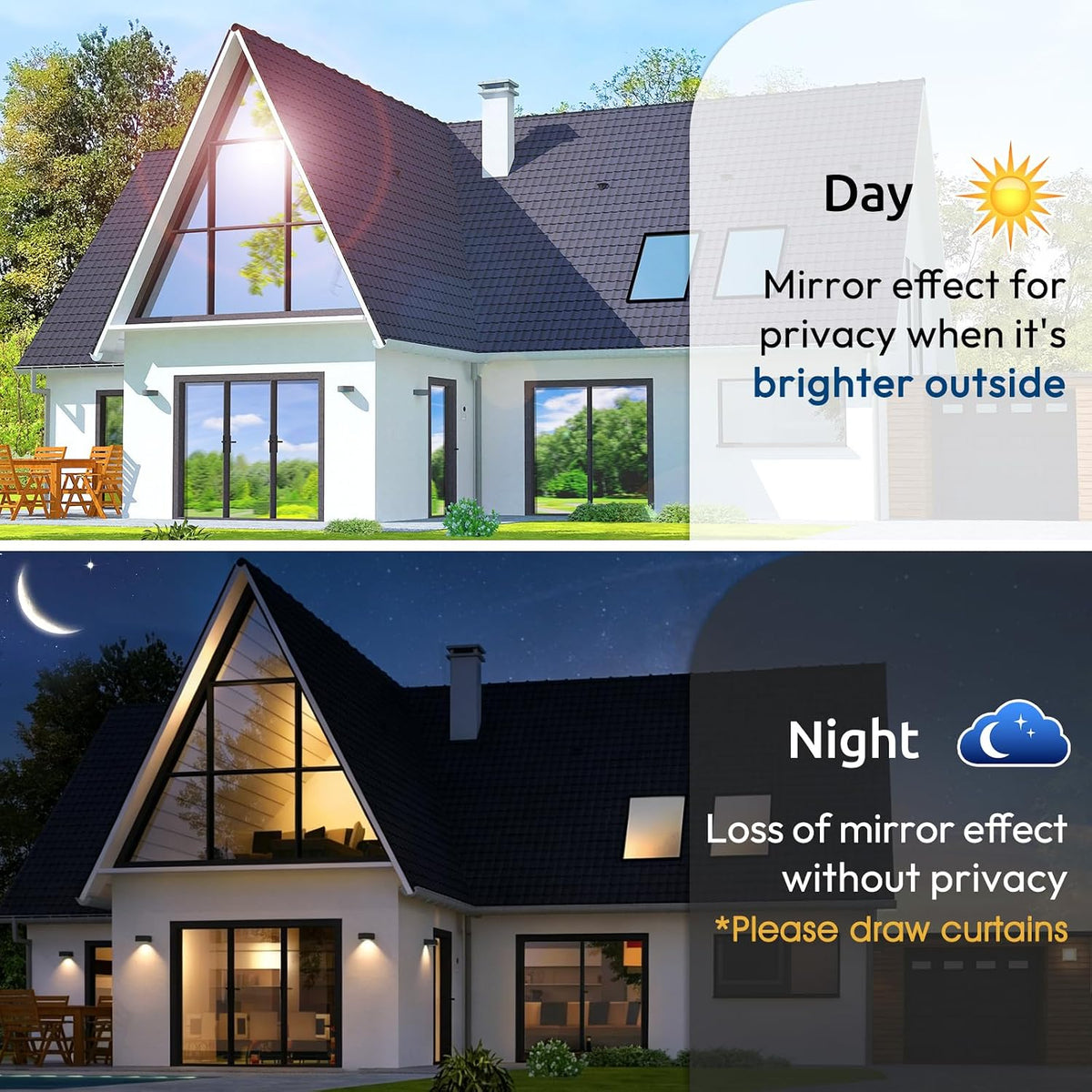 Window Privacy Film One Way, 17.5" X 118.1", Silver