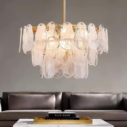 24In Modern Gold Chandelier with Cloud Glass 6-Light