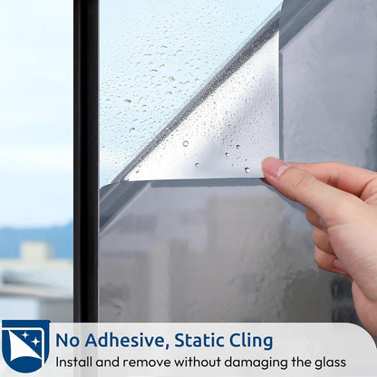Window Privacy Film One Way, 17.5" X 118.1", Silver