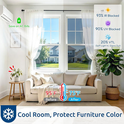 Window Privacy Film One Way, 17.5" X 118.1", Silver