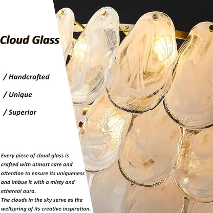 24In Modern Gold Chandelier with Cloud Glass 6-Light