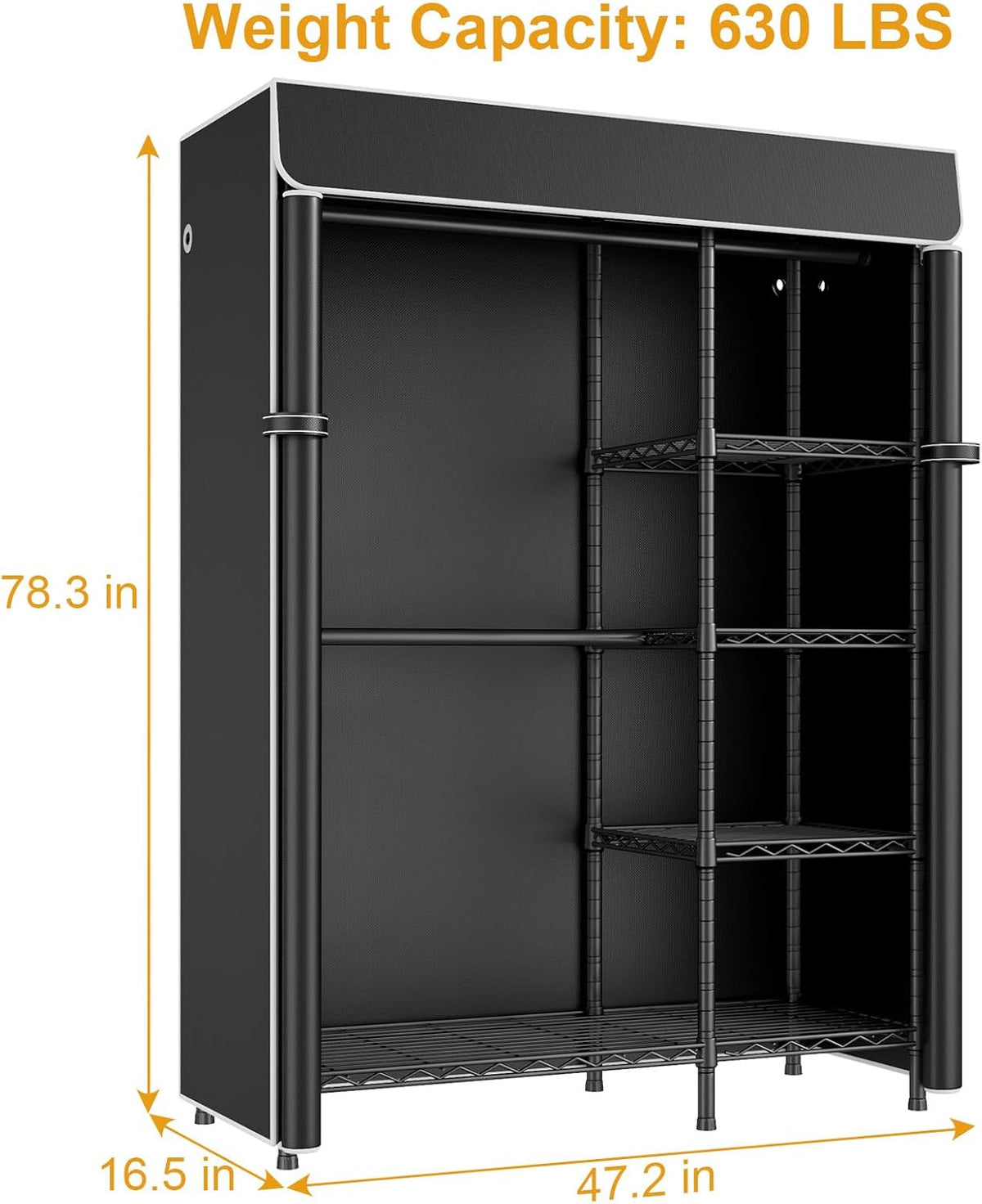 F2C Clothes Rack with Cover, Black Clothing Racks Heavy Duty