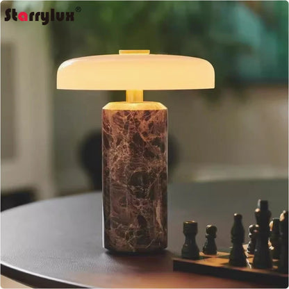 Marble Cordless Table Lamp — Rechargeable Touch Dimming