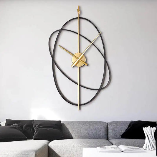 Minimalist oval iron wall clock in white