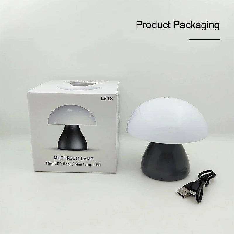 Rechargeable Mushroom Table Lamp — Cordless Touch Dimming