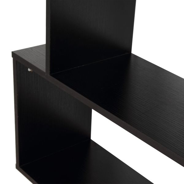 S-Shape Wooden Bookcase — Six Shelves, 75 in Tall