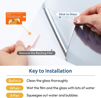 Window Privacy Film One Way, 17.5" X 118.1", Silver